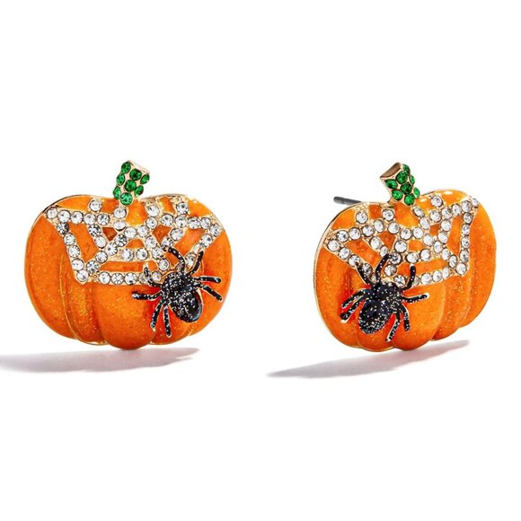 BAUBLEBAR Halloween Pumpkin & Spider Stud Earrings - Picture 1 of 4